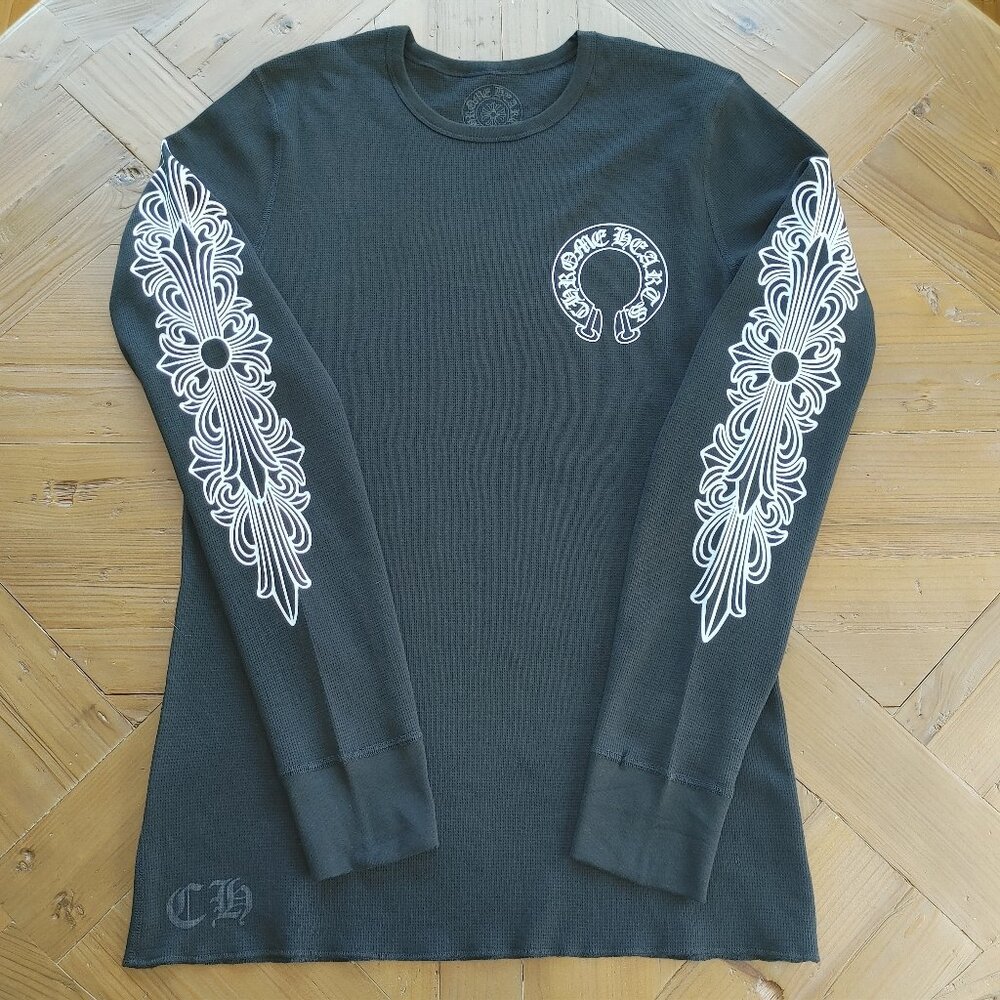 Chrome Hearts Horseshoe Thermal Waffle T-Shirt Black Long Sleeve size XXL (New)